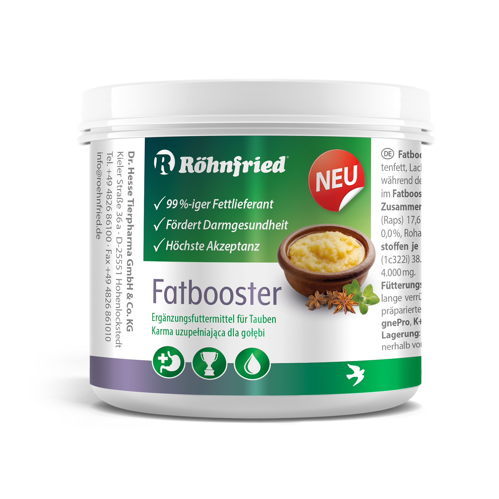 Röhnfried Fatbooster Kekikli Yağ Artırıcı - 465 g - Güvercinler için Enerji Artırıcı